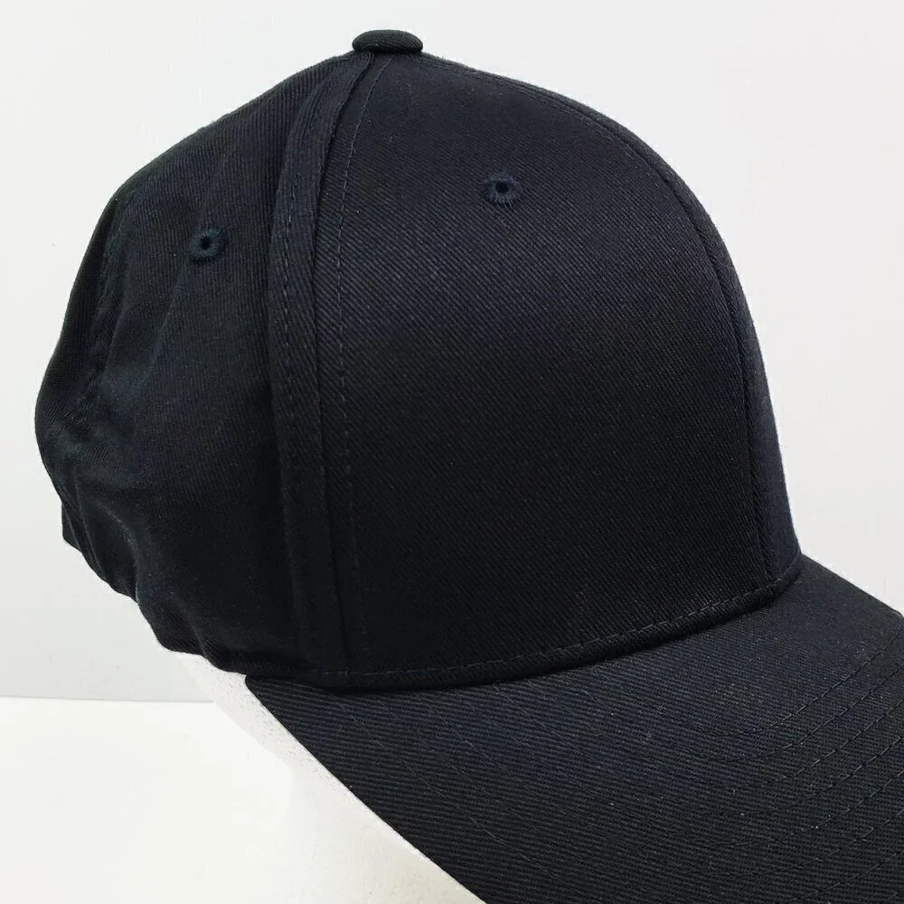 Flexfit Blank Black Hat 6277 Combed Twill Cap Men's L/XL New